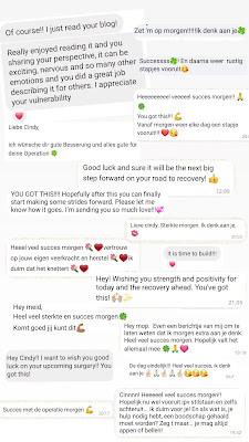 Steunende berichten van mensen in aanloop naar de tweede knieoperatie